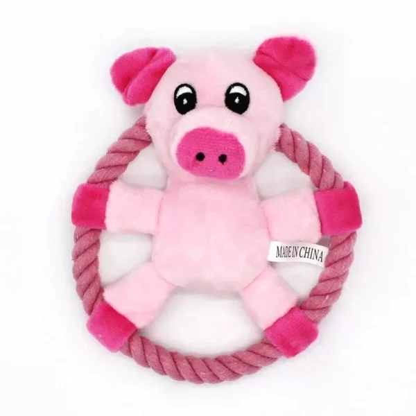 Cartoon Duck & Pig Plush Cotton Rope Dog Chew Toy - Image 7