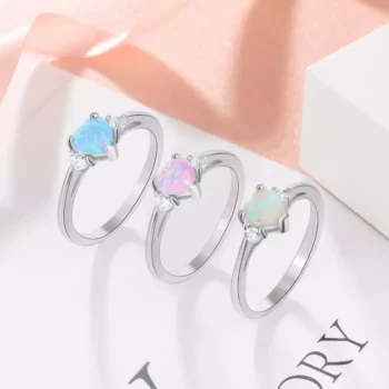 Classic Eternal Heart Rings – Silver Color Opal Women’s Ring