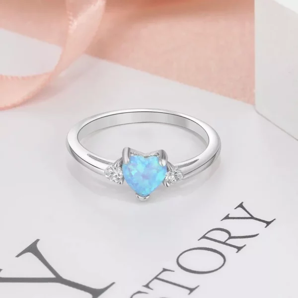 Classic Eternal Heart Rings - Silver Color Opal Women's Ring - Image 3