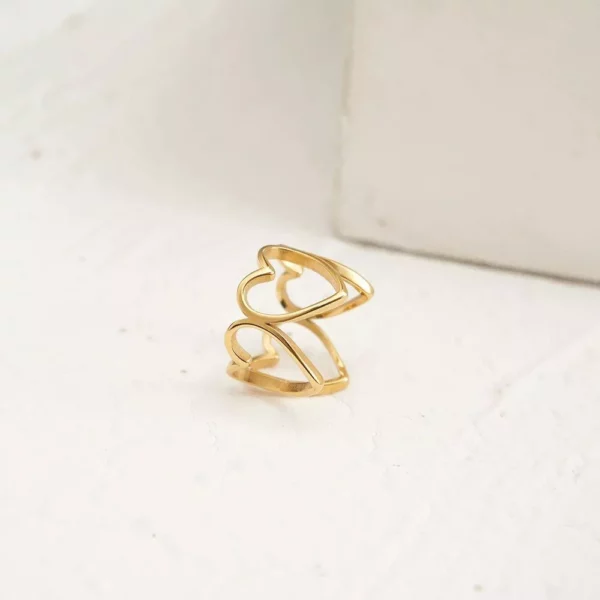 18K Gold-Plated Cutout Heart Ring - Image 3