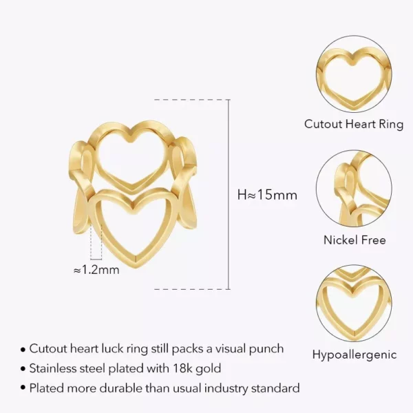 18K Gold-Plated Cutout Heart Ring - Image 5