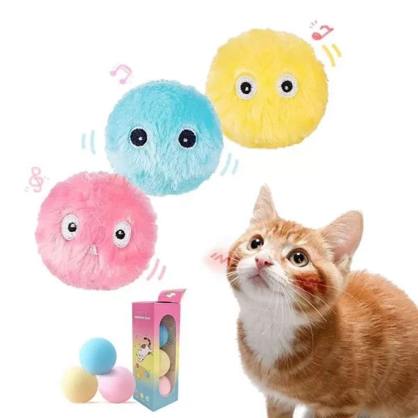 Interactive Squeaky Plush Cat Ball Toy with Animal Sounds and Catnip