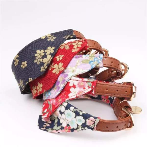 Fashion Pet Collar with Floral Bow Tie & Bandana