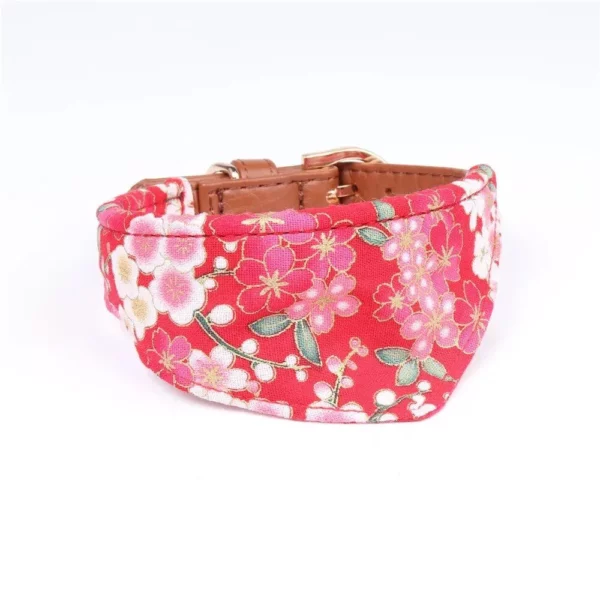 Fashion Pet Collar with Floral Bow Tie & Bandana