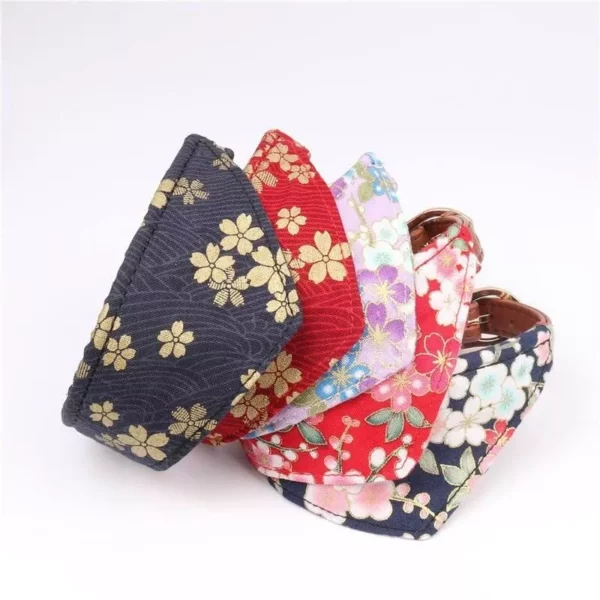 Fashion Pet Collar with Floral Bow Tie & Bandana