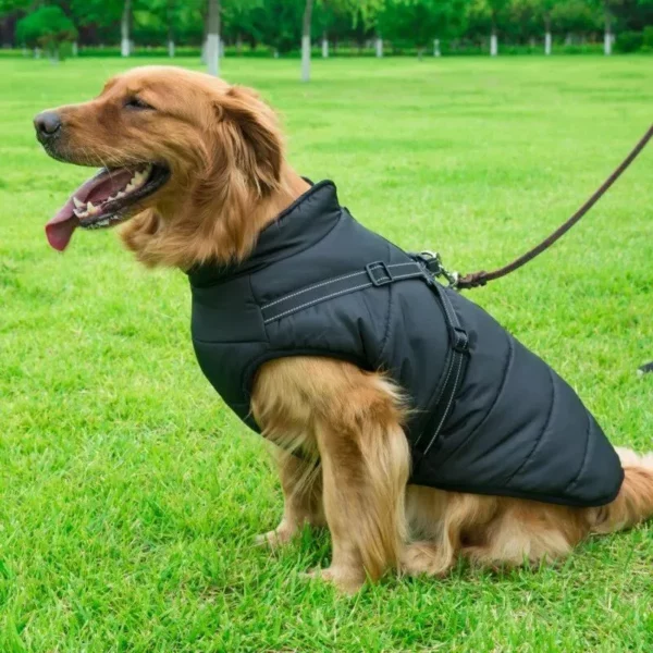 Waterproof Winter Warm Dog Jacket with Integrated Harness for Large Dogs - Image 6