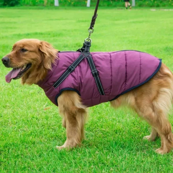 Waterproof Winter Warm Dog Jacket with Integrated Harness for Large Dogs - Image 5