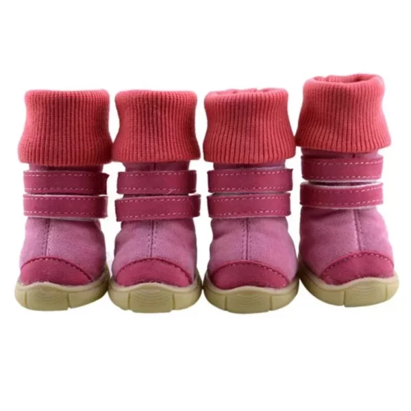 Cozy Fleece-Lined Dog Boots, 4Pcs/Set Winter Anti-Slip Shoes for Small and Medium Pets - Image 4