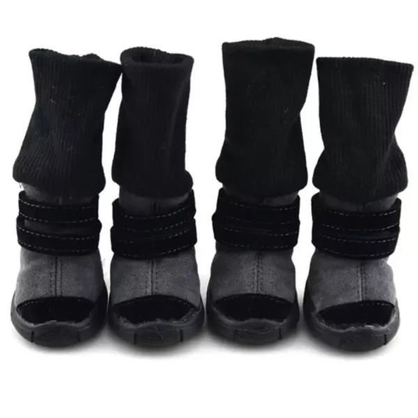 Cozy Fleece-Lined Dog Boots, 4Pcs/Set Winter Anti-Slip Shoes for Small and Medium Pets - Image 5