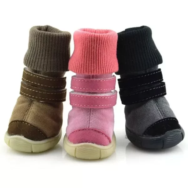 Cozy Fleece-Lined Dog Boots, 4Pcs/Set Winter Anti-Slip Shoes for Small and Medium Pets - Image 6