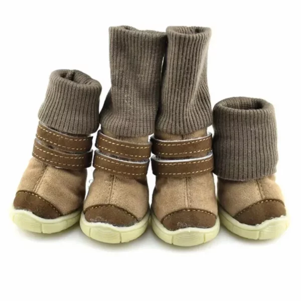 Cozy Fleece-Lined Dog Boots, 4Pcs/Set Winter Anti-Slip Shoes for Small and Medium Pets