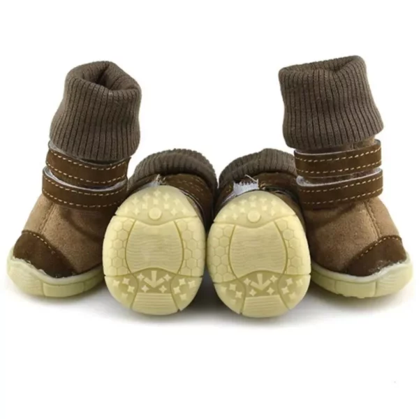 Cozy Fleece-Lined Dog Boots, 4Pcs/Set Winter Anti-Slip Shoes for Small and Medium Pets