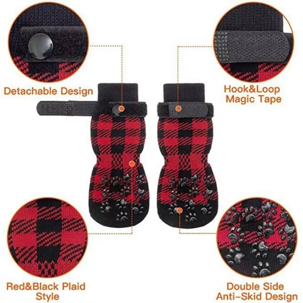 Pet Dog Socks 4PCS – Anti-Slip Paw Protector for Small to Medium Breeds