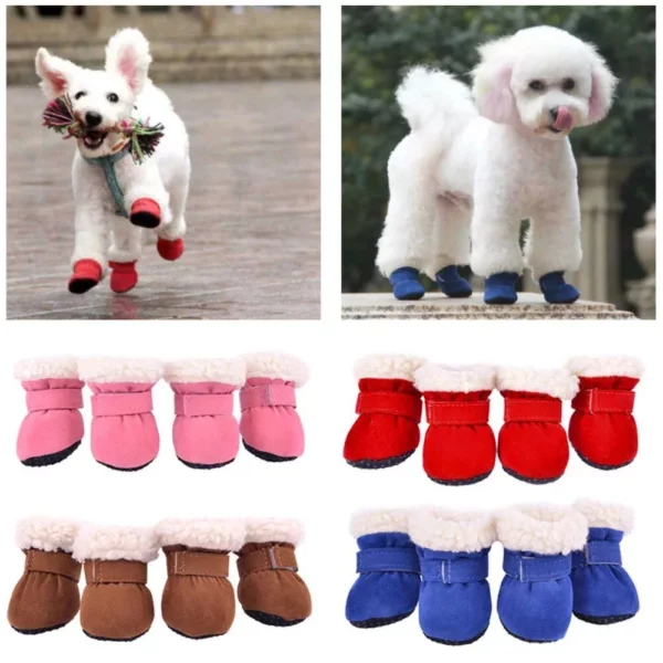 4pcs/set Waterproof Non-Slip Winter Pet Dog Shoes for Small Cats, Puppy, Chihuahua