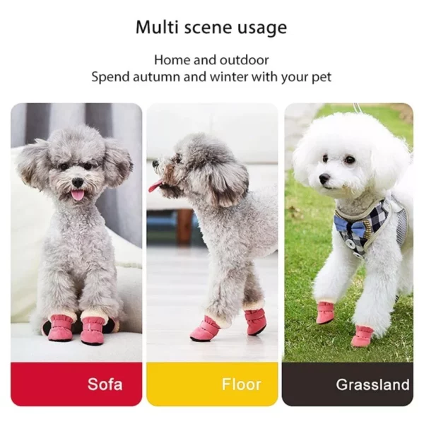 4pcs/set Waterproof Non-Slip Winter Pet Dog Shoes for Small Cats, Puppy, Chihuahua