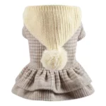 Winter Princess Hoodie Dress for Small Dogs, Warm Knitted Pet Apparel