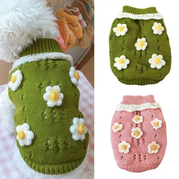 Floral Warm Sweater for Small Dogs and Cats