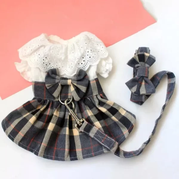 Chic Plaid Dog Dress with Bowknot