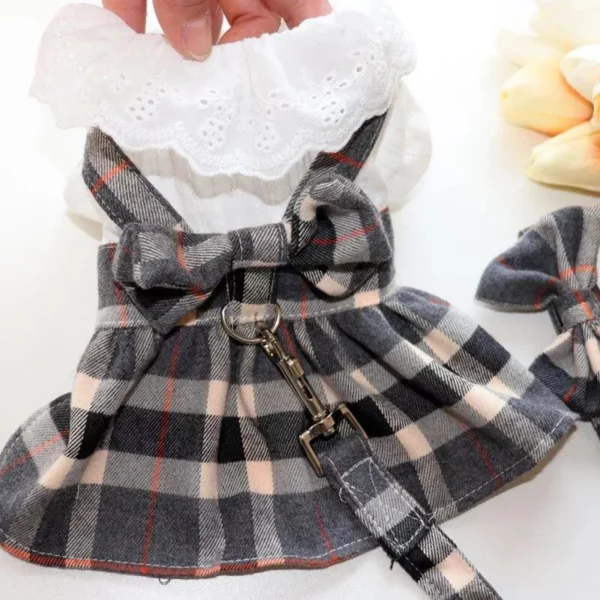 Chic Plaid Dog Dress with Bowknot