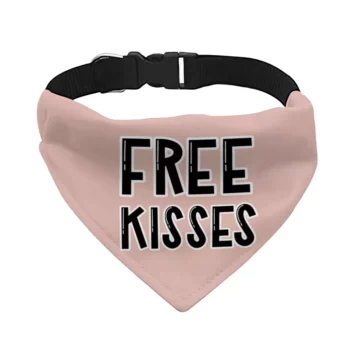 Free Kisses Pet Bandana Collar – Word Print Scarf Collar – Minimalist Dog Bandana