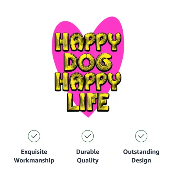 Happy Dog Happy Life Pet Bandana Collar – Phrase Scarf Collar – Art Print Dog Bandana