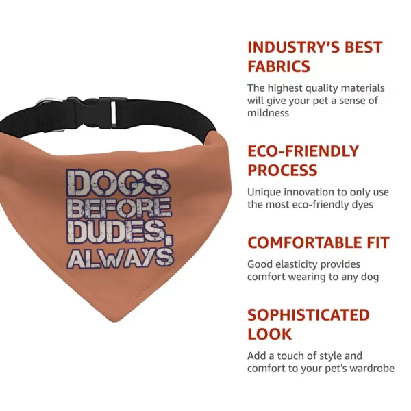 Dogs Before Dudes Pet Bandana Collar – Dog Theme Scarf Collar – Funny Dog Bandana