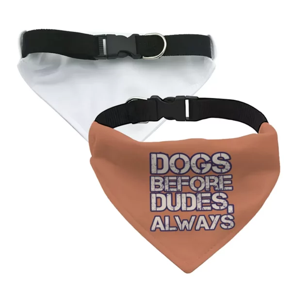 Dogs Before Dudes Pet Bandana Collar – Dog Theme Scarf Collar – Funny Dog Bandana