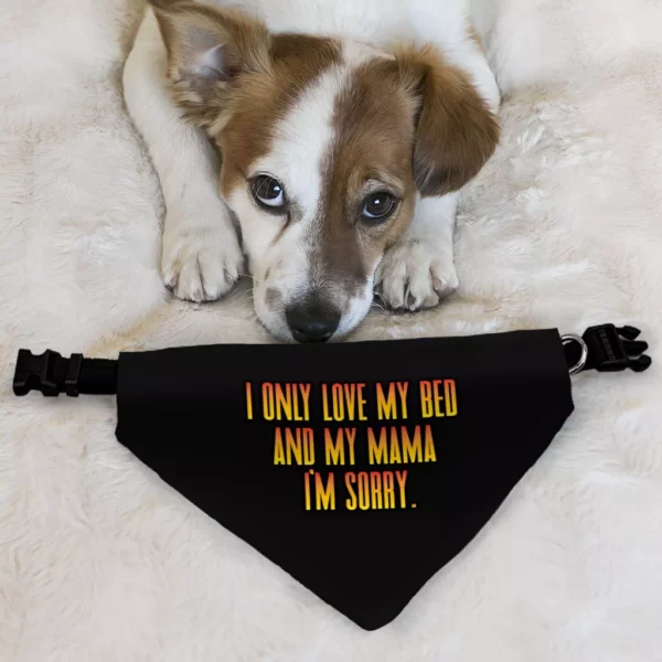 I Only Love My Bed and My Mama Pet Bandana Collar – Art Scarf Collar – Funny Dog Bandana