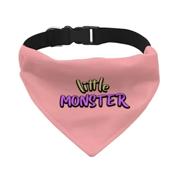 Little Monster Pet Bandana Collar – Unique Scarf Collar – Word Print Dog Bandana