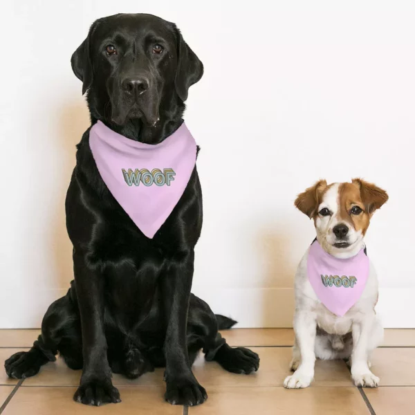 Woof Pet Bandana Collar – Word Art Scarf Collar – Beautiful Dog Bandana