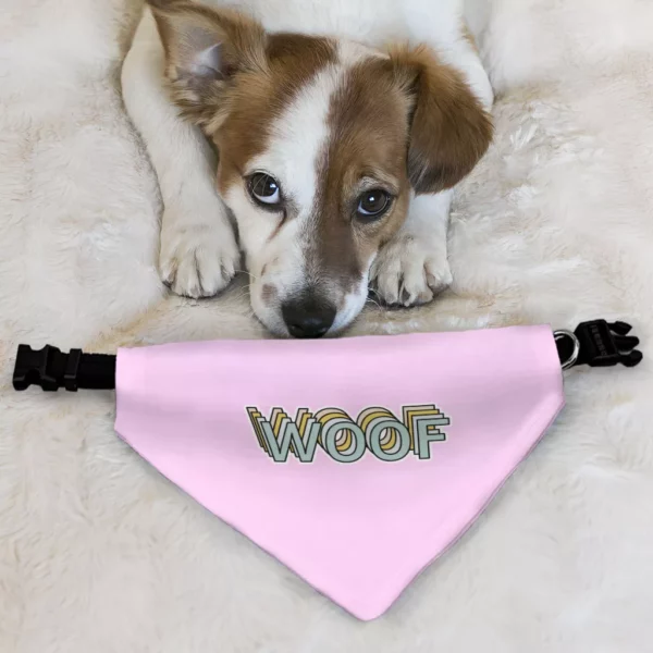 Woof Pet Bandana Collar – Word Art Scarf Collar – Beautiful Dog Bandana