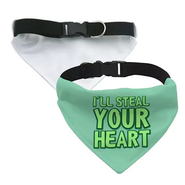 I’ll Steal Your Heart Pet Bandana Collar – Art Print Scarf Collar – Word Design Dog Bandana