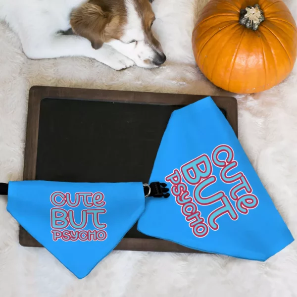 Cute but Psycho Pet Bandana Collar – Beautiful Scarf Collar – Phrase Dog Bandana