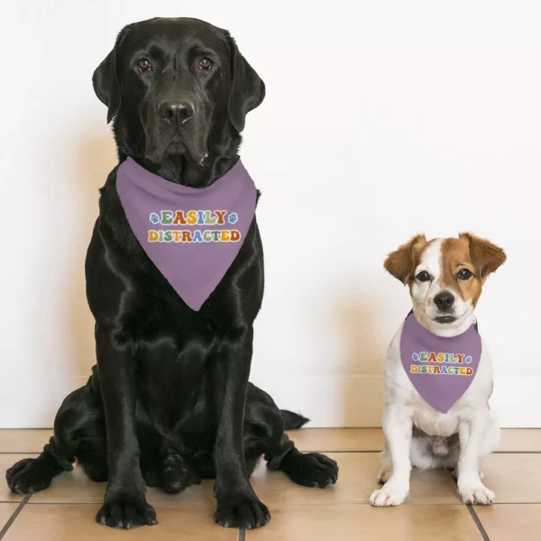 Easily Distracted Pet Bandana Collar – Themed Scarf Collar – Colorful Dog Bandana