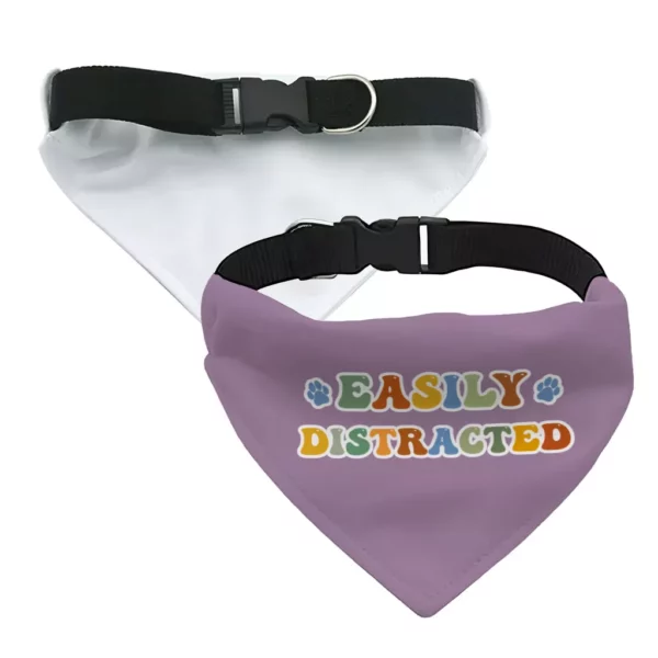 Easily Distracted Pet Bandana Collar – Themed Scarf Collar – Colorful Dog Bandana