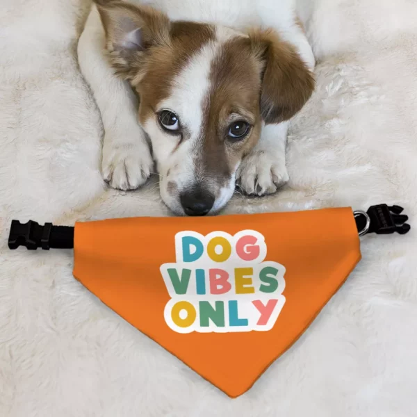 Dog Vibes Only Pet Bandana Collar - Word Art Scarf Collar - Cute Dog Bandana - Image 6