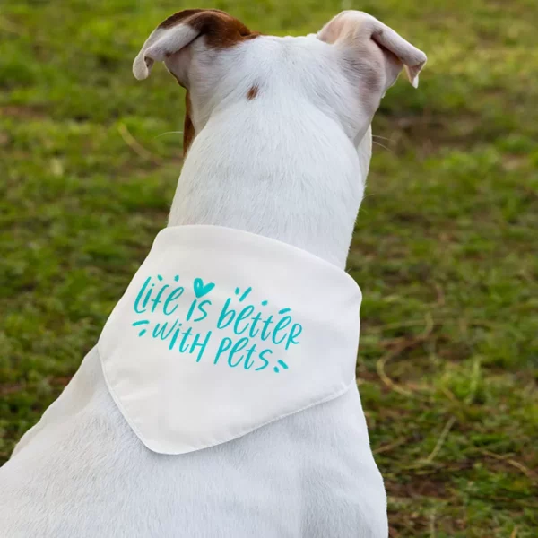 Life Is Better With Pets Pet Bandana Collar – Kawaii Scarf Collar – Printed Dog Bandana