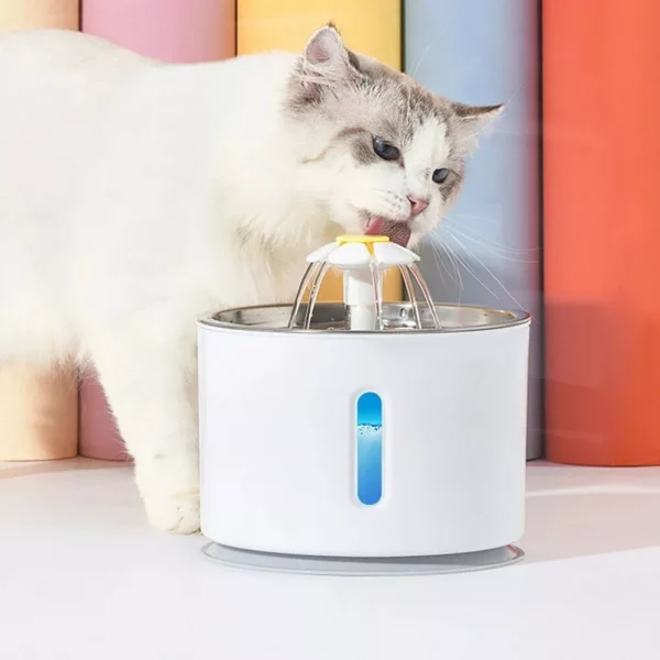 2.4L Stainless Steel LED Cat & Dog Water Fountain with Auto Power Off