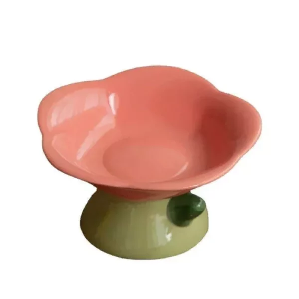 Elevated Flower-Shaped Ceramic Pet Bowl for Food & Water