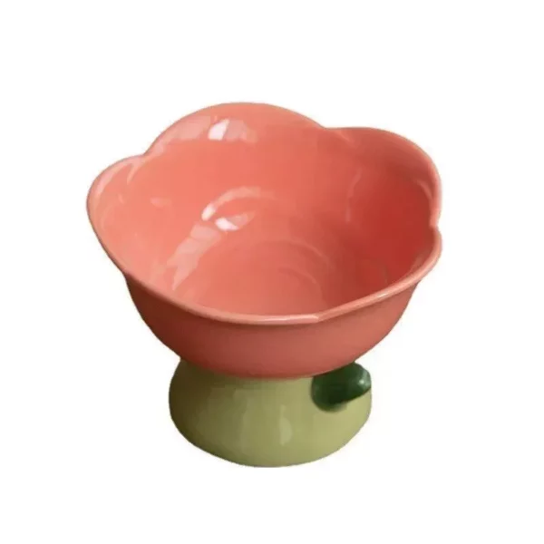 Elevated Flower-Shaped Ceramic Pet Bowl for Food & Water