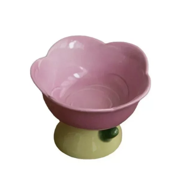 Elevated Flower-Shaped Ceramic Pet Bowl for Food & Water