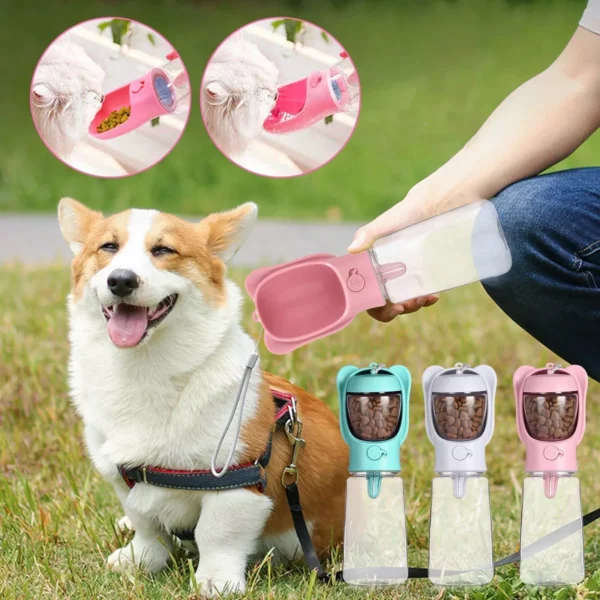 Portable Multifunction Dog Water Bottle with Integrated Bowl