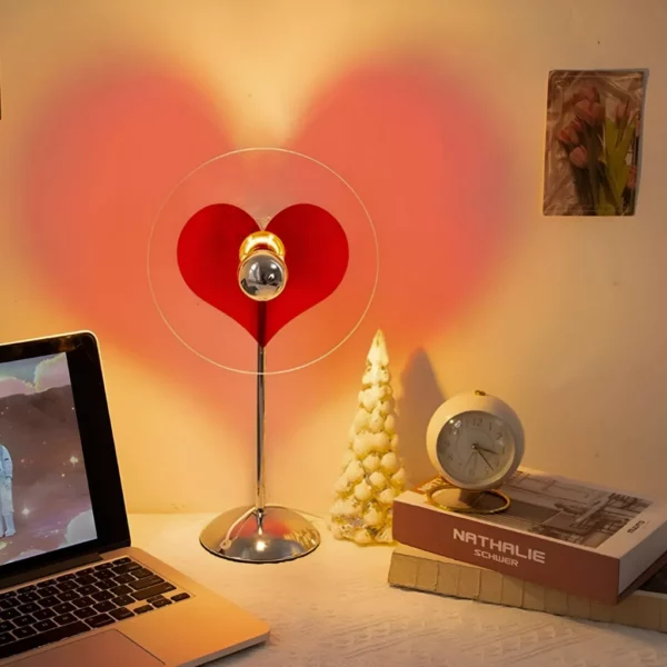 Romantic Heart-Shaped Sunset Projection Lamp