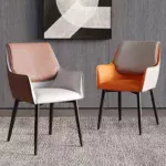 Luxury Minimalist Modern Dining Chair with Armrests - Ergonomic PU Leather Office & Kitchen Seating