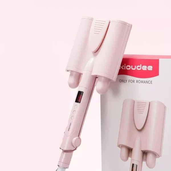 Three-Barrel Ceramic Hair Curler with LCD and Automatic Features